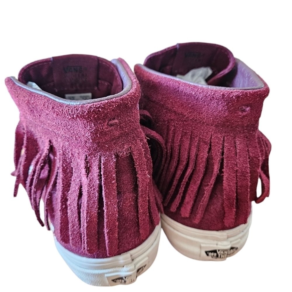 Vans Sk8 HI Mock Suede Womens High Tops Boho Fringe Sneakers Red Berry Size US 8 - Picture 14 of 15